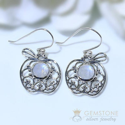 Moonstone Earring-Forbidden Fruit - Gemstone Silver Jewelry