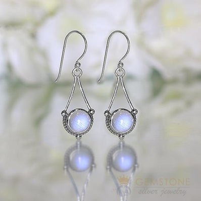 Moonstone Earring-Lunar Pendulum - Gemstone Silver Jewelry