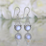 Moonstone Earring-Lunar Pendulum - Gemstone Silver Jewelry