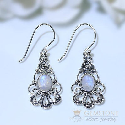 Moonstone Earring-Lunar Vigor - Gemstone Silver Jewelry