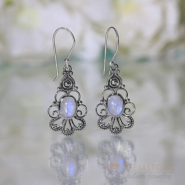 Moonstone Earring-Lunar Vigor - Gemstone Silver Jewelry