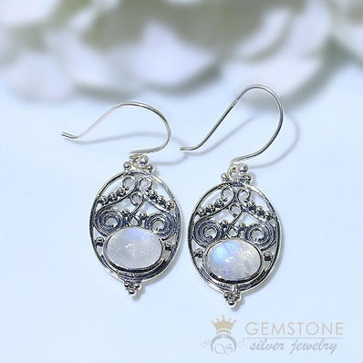 Moonstone Earring-Lustrous Whisper - Gemstone Silver Jewelry