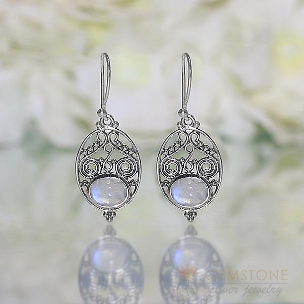 Moonstone Earring-Lustrous Whisper - Gemstone Silver Jewelry