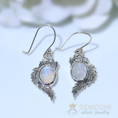 Moonstone Earring-Midnight Forest - Gemstone Silver Jewelry