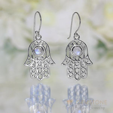 Moonstone Earring-Palm Of Esteem - Gemstone Silver Jewelry