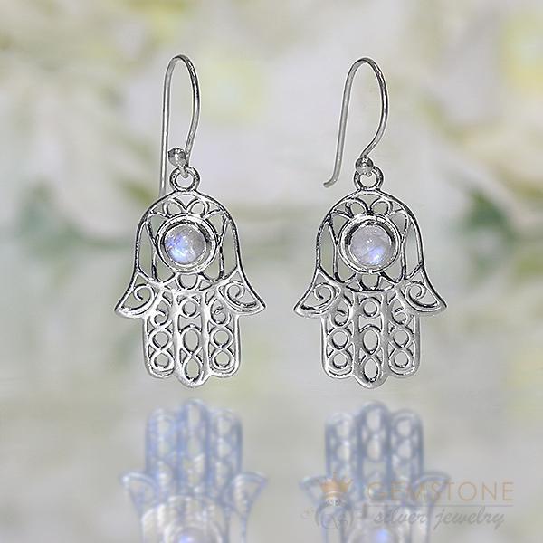 Moonstone Earring-Palm Of Esteem - Gemstone Silver Jewelry