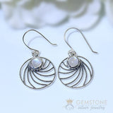 Moonstone Earring-Rays Of Hope - Gemstone Silver Jewelry