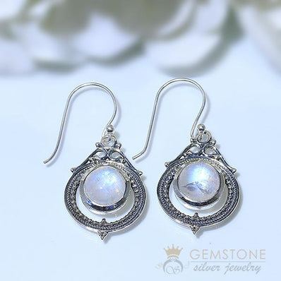 Moonstone Earring-Royal Glamour - Gemstone Silver Jewelry