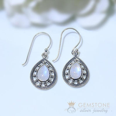 Moonstone Earring-Solemn Tribute - Gemstone Silver Jewelry