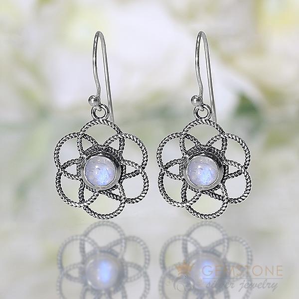 Moonstone Earring-Spectra - Gemstone Silver Jewelry