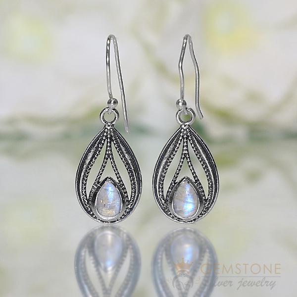 Moonstone Earring-Splendid Twine - Gemstone Silver Jewelry