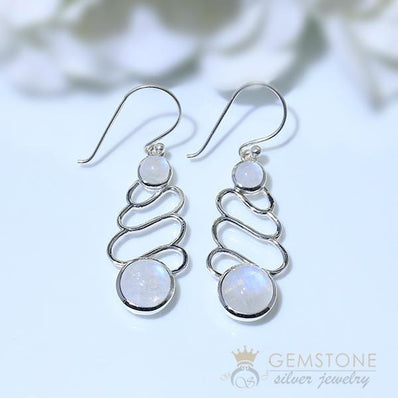 Moonstone Earring-Startling Warp - Gemstone Silver Jewelry