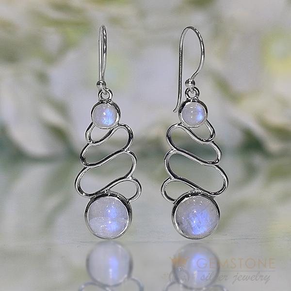 Moonstone Earring-Startling Warp - Gemstone Silver Jewelry