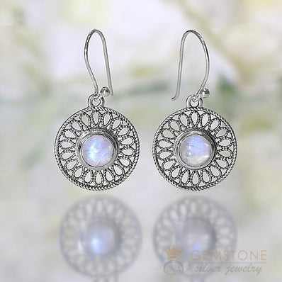 Moonstone Earring-Stellar Rampart - Gemstone Silver Jewelry