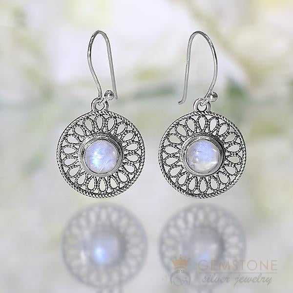Moonstone Earring-Stellar Rampart - Gemstone Silver Jewelry