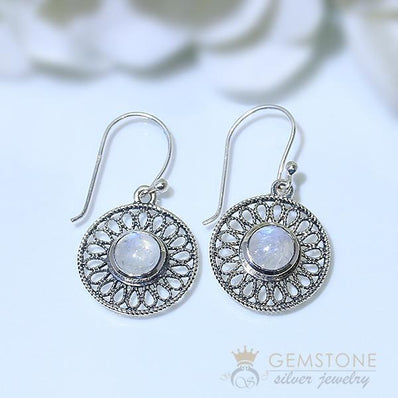 Moonstone Earring-Stellar Rampart - Gemstone Silver Jewelry