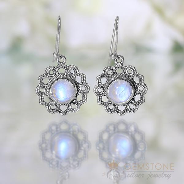 Moonstone Earring-Sublime Deity - Gemstone Silver Jewelry