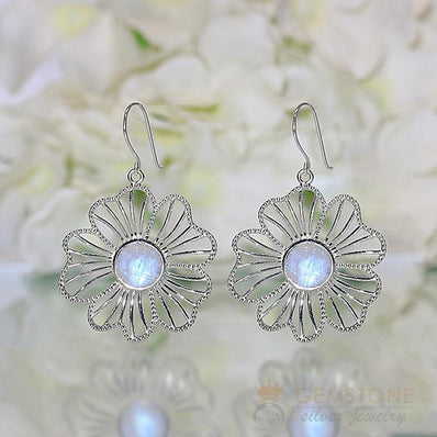 Moonstone Earring-Sylvan Aurora - Gemstone Silver Jewelry