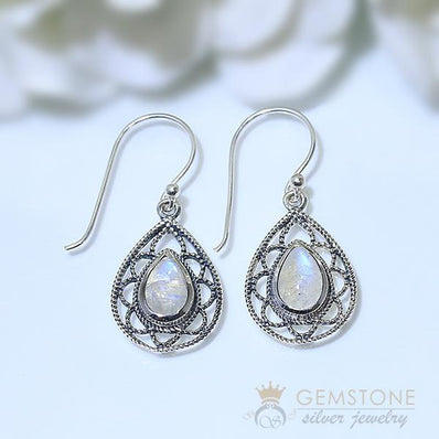Moonstone Earring-Twilight Glow - Gemstone Silver Jewelry
