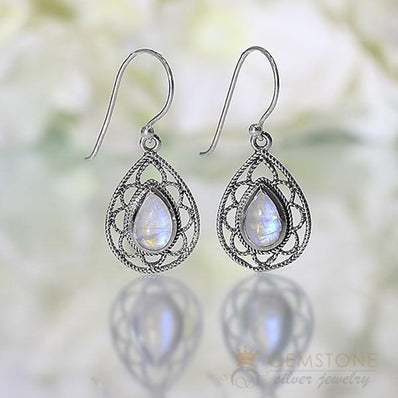 Moonstone Earring-Twilight Glow - Gemstone Silver Jewelry