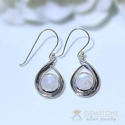 Moonstone Earring-Valeria - Gemstone Silver Jewelry