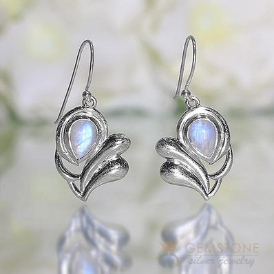 Moonstone Earring-Violet Spirit - Gemstone Silver Jewelry