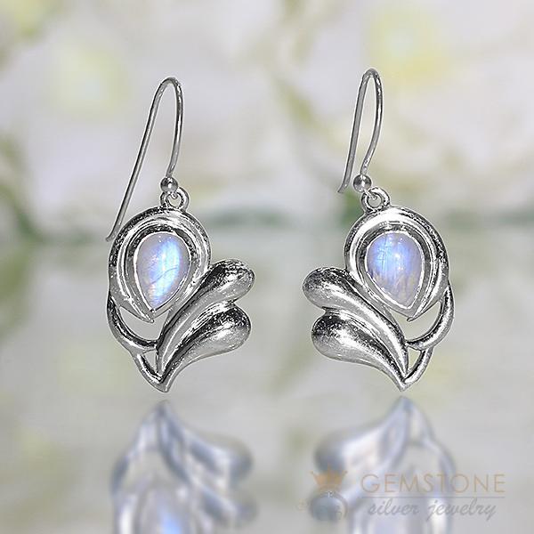 Moonstone Earring-Violet Spirit - Gemstone Silver Jewelry