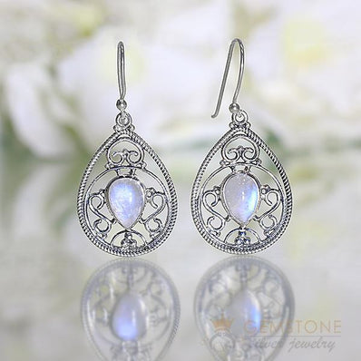 Moonstone Earring-Celestial Drop - Gemstone Silver Jewelry