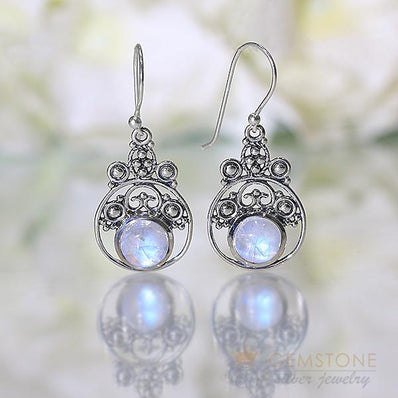 Moonstone Earring-Charon - Gemstone Silver Jewelry