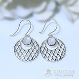 Moonstone Earring-Lunar Mesh - Gemstone Silver Jewelry