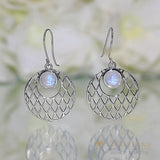 Moonstone Earring-Lunar Mesh - Gemstone Silver Jewelry