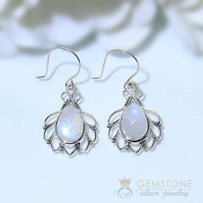 Moonstone Earring-Lunar Trance - Gemstone Silver Jewelry