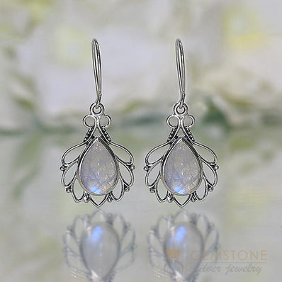 Moonstone Earring-Lunar Trance - Gemstone Silver Jewelry