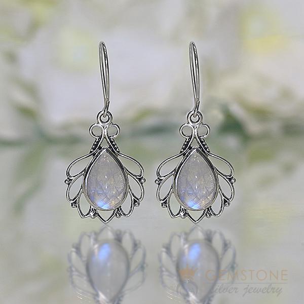 Moonstone Earring-Lunar Trance - Gemstone Silver Jewelry