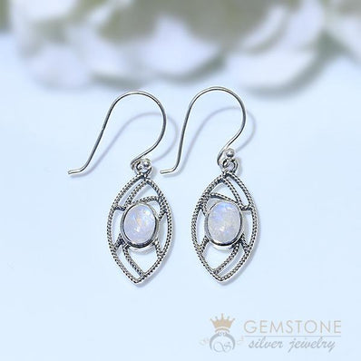 Moonstone Earring-Pleasing Oculus - Gemstone Silver Jewelry