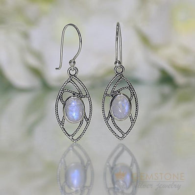 Moonstone Earring-Pleasing Oculus - Gemstone Silver Jewelry