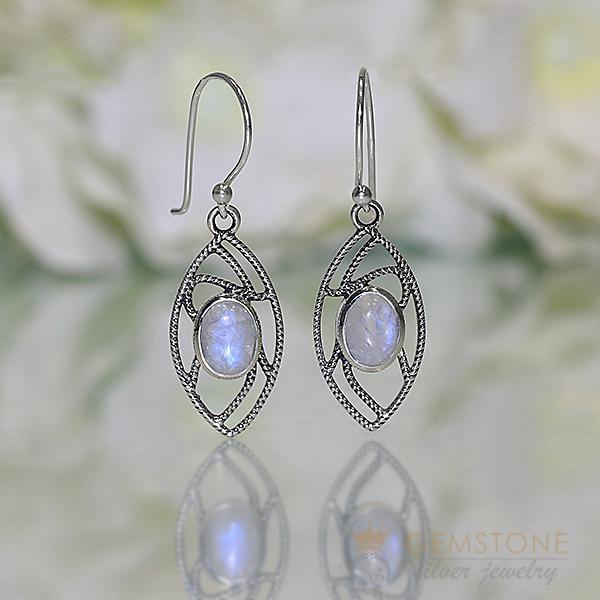 Moonstone Earring-Pleasing Oculus - Gemstone Silver Jewelry