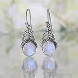 Moonstone Earring-Secret Leaves - Gemstone Silver Jewelry