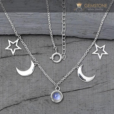 Moonstone Necklace-Dos Lunas - Gemstone Silver Jewelry