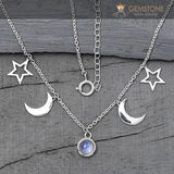 Moonstone Necklace-Dos Lunas - Gemstone Silver Jewelry