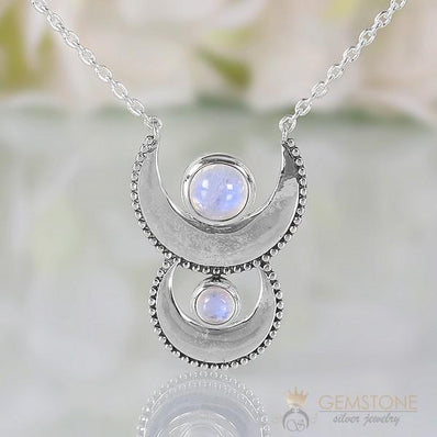 Moonstone Necklace-Cycle Of Luna - Gemstone Silver Jewelry