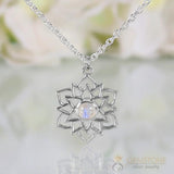 Moonstone Necklace-Exotic Lotus - Gemstone Silver Jewelry