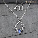 Moonstone Necklace-Festival Feather - Gemstone Silver Jewelry