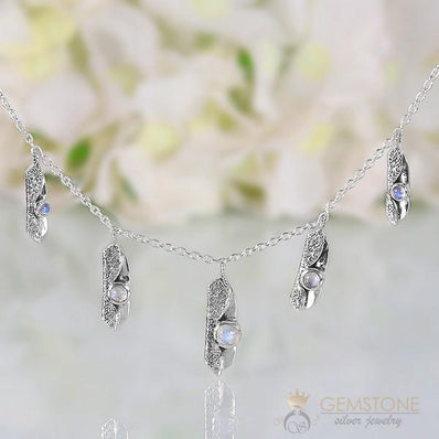 Moonstone Necklace-Drops Of Infinity - Gemstone Silver Jewelry