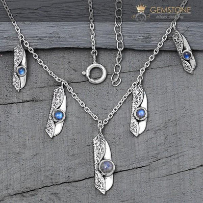Moonstone Necklace-Drops Of Infinity - Gemstone Silver Jewelry