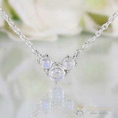 Moonstone Necklace-Blossom Petals - Gemstone Silver Jewelry