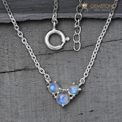 Moonstone Necklace-Blossom Petals - Gemstone Silver Jewelry