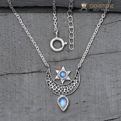 Moonstone Necklace-To The Moon & Back - Gemstone Silver Jewelry