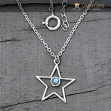 Moonstone Necklace-Moon And Star - Gemstone Silver Jewelry