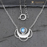 Moonstone Necklace-Moon Clouds - Gemstone Silver Jewelry
